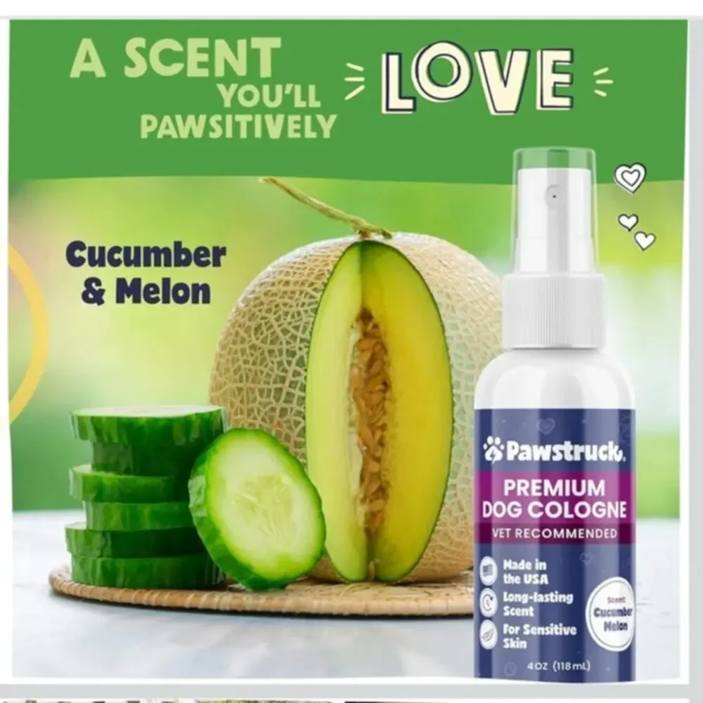Dog Cologne Spray Sensitive Skin Odor Eliminator CucumberMelon AlcoholFree 4oz